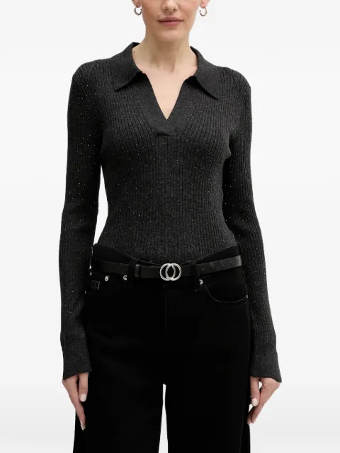Mos Mosh Ronika V-neck collared top Grey 175380