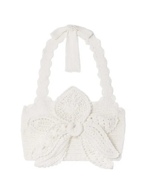 Oscar de la Renta bow crochet top White 25RN105ORH