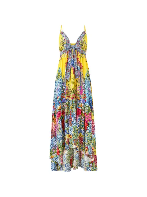 Camilla Sultanahmet Summer tie front midi dress Yellow 40983
