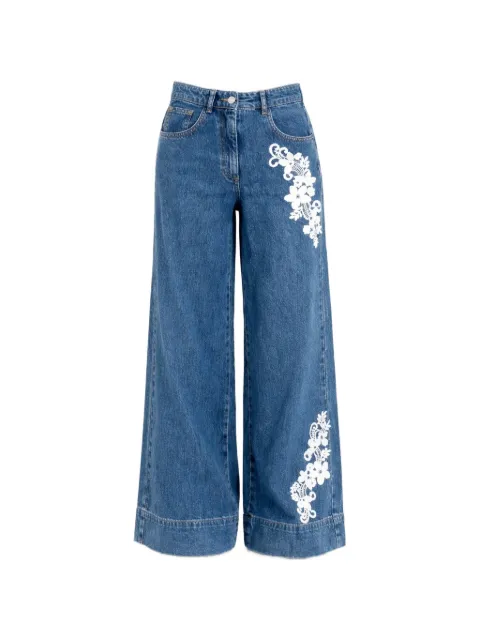 TWINSET wide-leg denim trousers with lace Blue 261AP2390