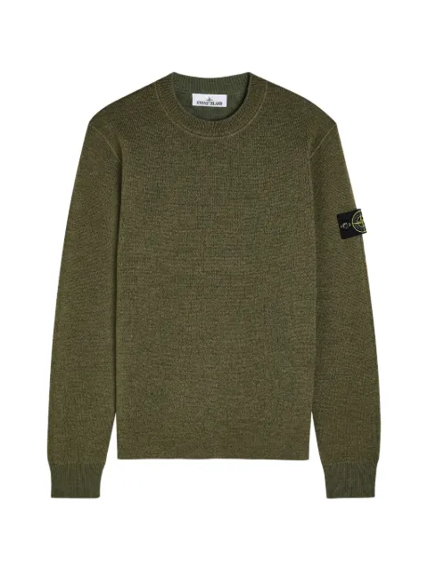 Stone Island 5100015 rubberised RWS wool + organic cotton double jumper Green L1S155100015S00N7