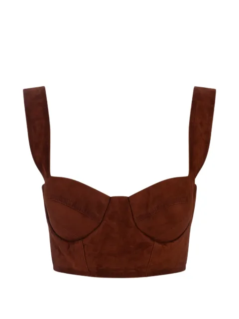 Ermanno Scervino suede bustier top Brown D452L328ZSU