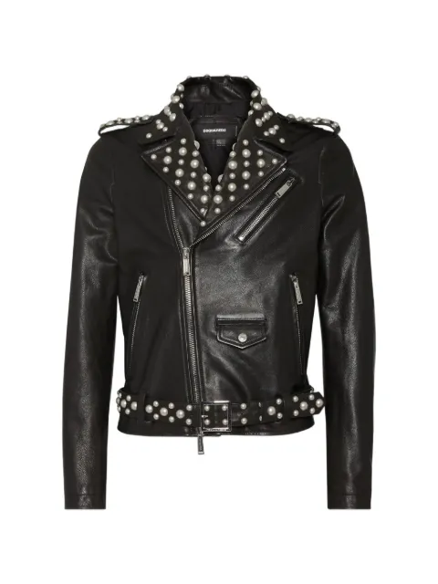DSQUARED2 studded pearl-embellished jacket Black S71AN0637SX9749