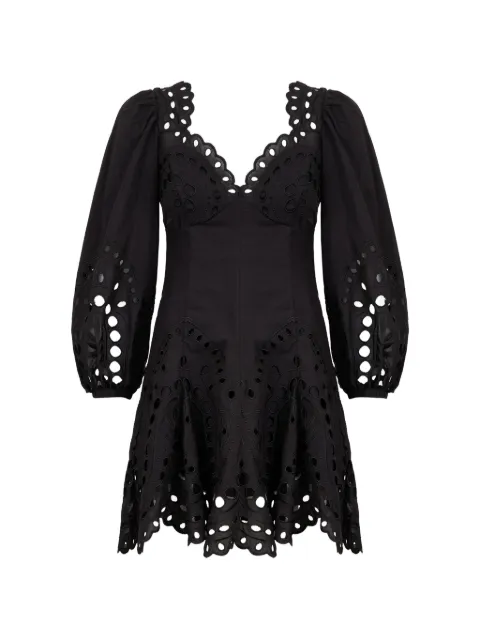 Charo Ruiz Ibiza Esmare scalloped embroidered mini dress Black 263605