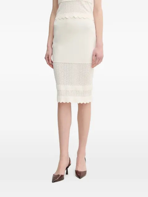 Gaudi pointelle-scalloped midi skirt Neutrals 511FD73005
