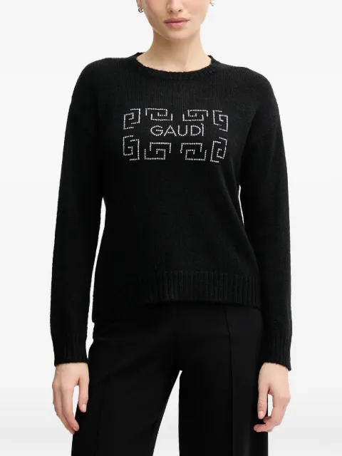 Gaudi embellished crew-neck sweater Black 521BD53009