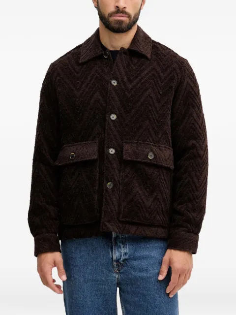 Mos Mosh MMGLuis Clair jacquard flap-pocket jacket Brown 507960
