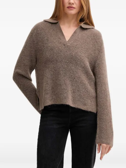 Mos Mosh MMThora Aidy V-neck knitted polo top Brown 173070