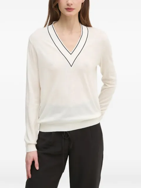 Mos Mosh V-neck trim-detail sweater White 168690