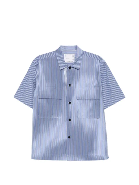 sacai striped-pattern short-sleeve shirt Blue 2603981M