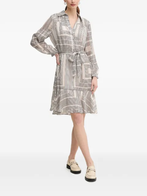 Marc Aurel geometric print belted dress Neutrals 6535101093383