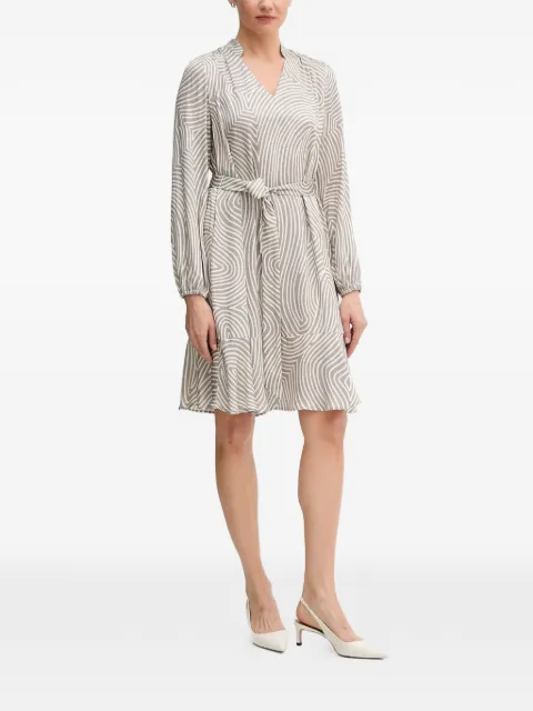 Marc Aurel patterned tie belt dress Grey 6577100024812