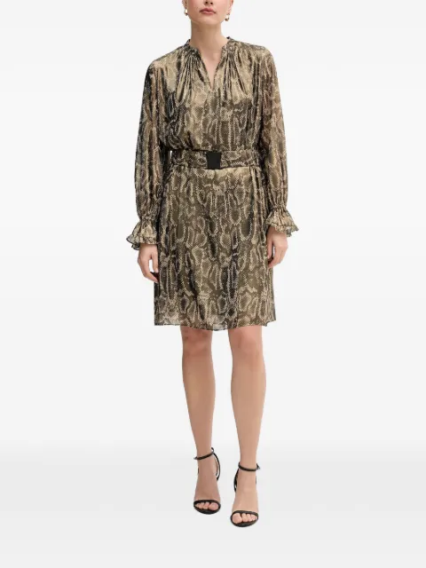 Marc Aurel snake-print belted mini dress Neutrals 6585101093490