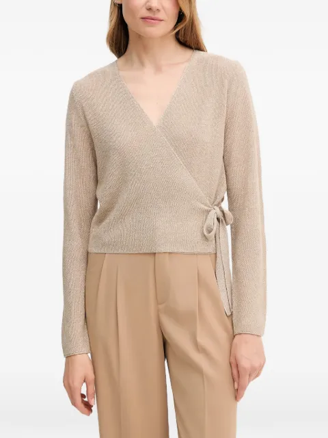 OUI V-neck tie knitwear Neutrals 93931