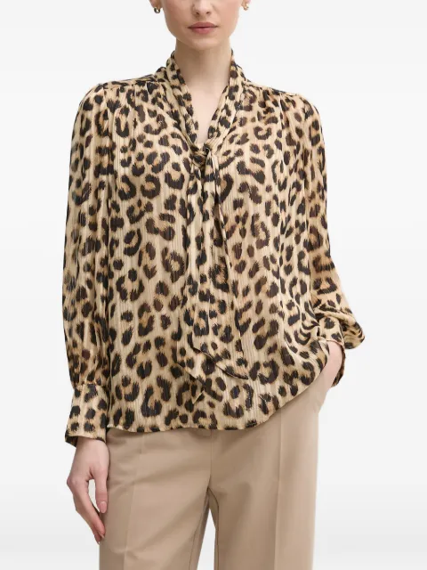 OUI leopard print tie blouse Neutrals 91896