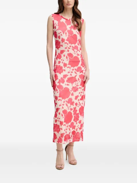 Marc Aurel floral gathered dress Red 6533702173832