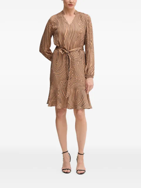 Marc Aurel tie-waist patterned mini dress Neutrals 6577100024812