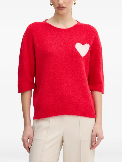 OUI heart-design crew-neck sweater Red 95988