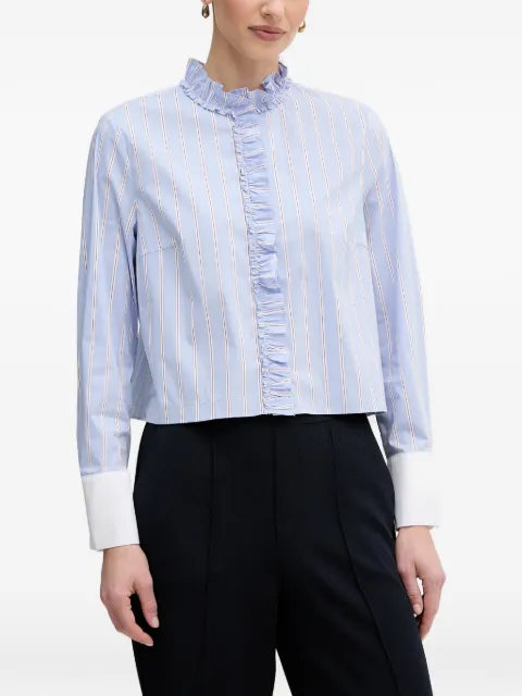 OUI ruffled striped shirt Blue 96070