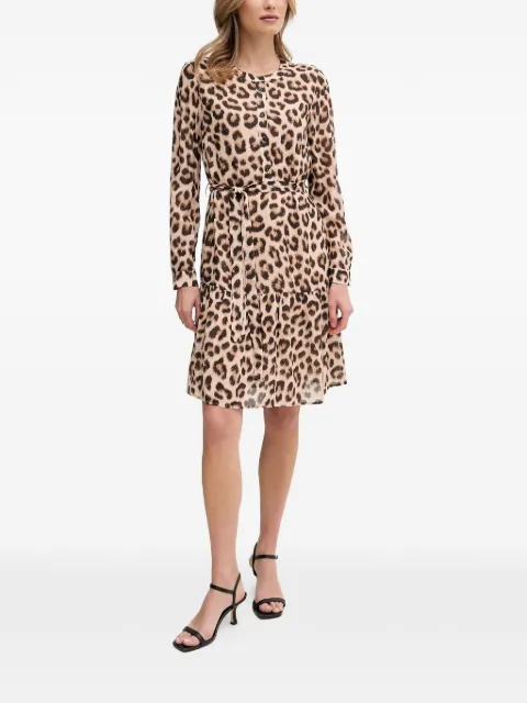 OUI leopard-print belted midi dress Neutrals 91807
