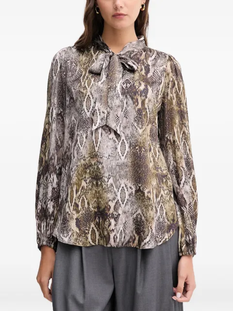 Marc Aurel snake-print bow blouse Grey 6345100024809