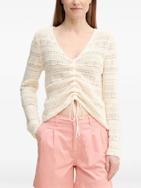 OUI V-neck crochet cardigan White 92216