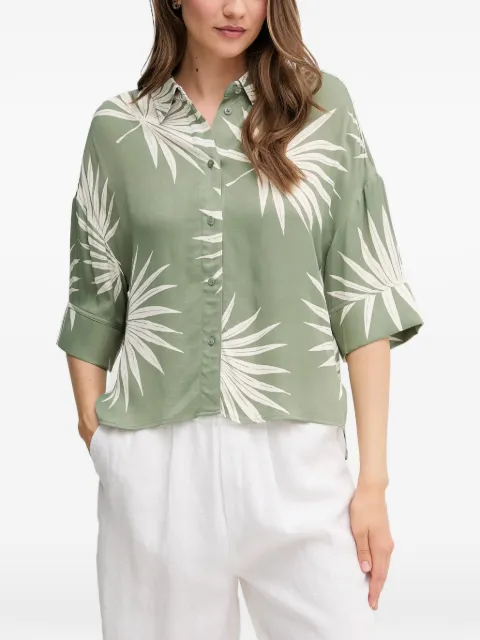 OUI leaf print shirt Green 92929