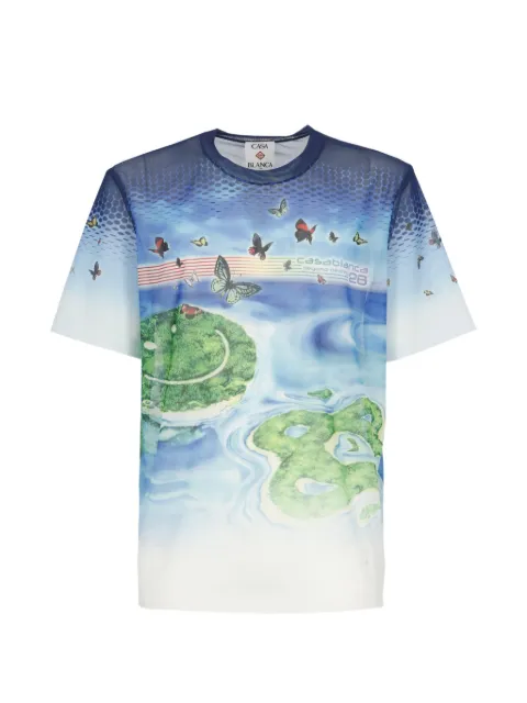 Casablanca butterfly print T-shirt Blue MSP26TP07101