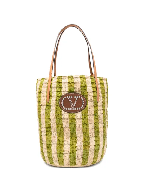 Valentino Garavani striped raffia shopping bag Green WB0R37UHK