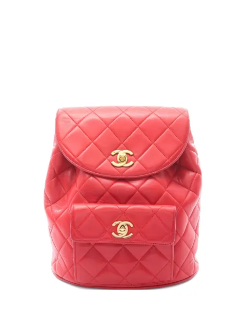 CHANEL Pre-Owned 2010s Duma quilted lambskin backpack Red 1045856