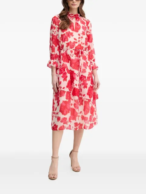 Marc Aurel ruffled floral-print midi dress Red 6532101024783