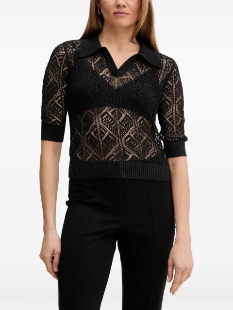 Joseph Ribkoff polo collar knitted top Black 261929