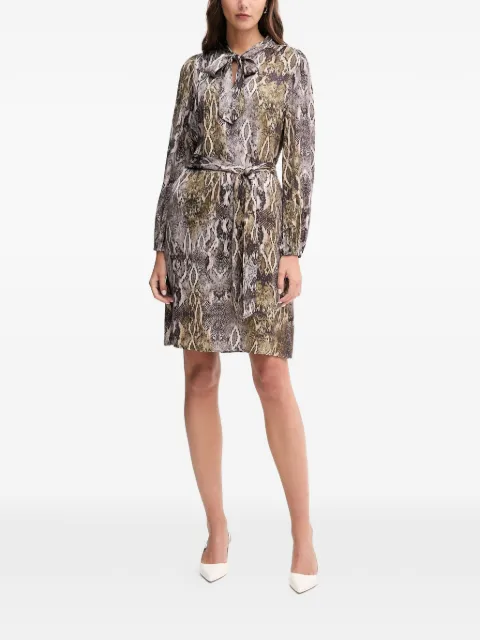 Marc Aurel tie neck snake print dress Brown 6570100024809