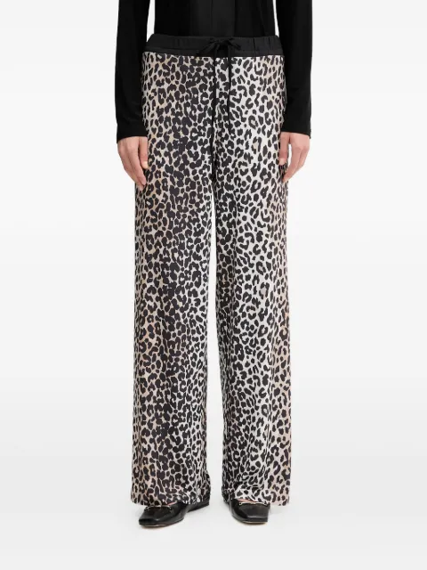 OUI drawstring animal-print trousers Neutrals 93782