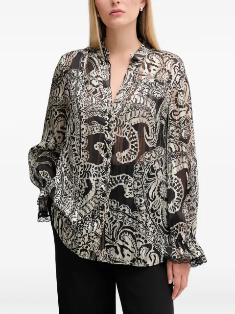 Marc Aurel paisley lace trim blouse Black 6342100093449