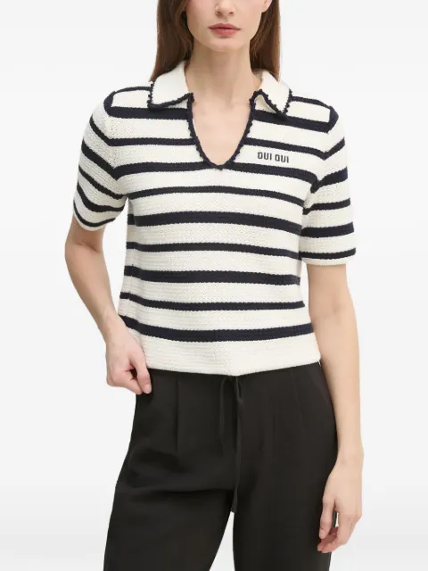 OUI striped collar knitwear White 91946