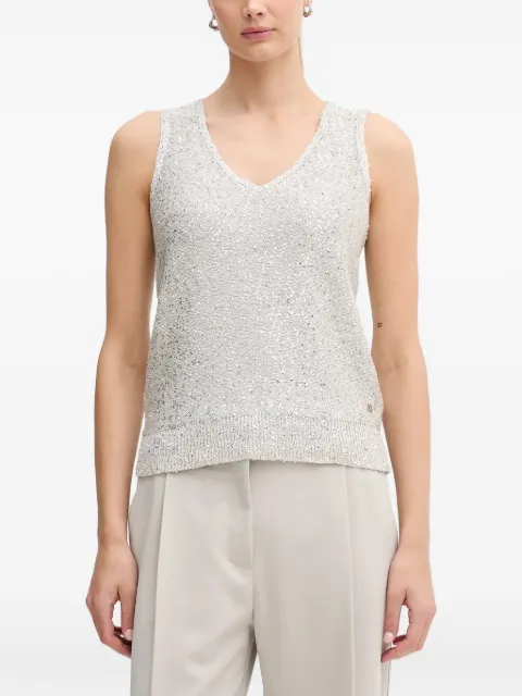 Joseph Ribkoff sequin v-neck top Neutrals 261914