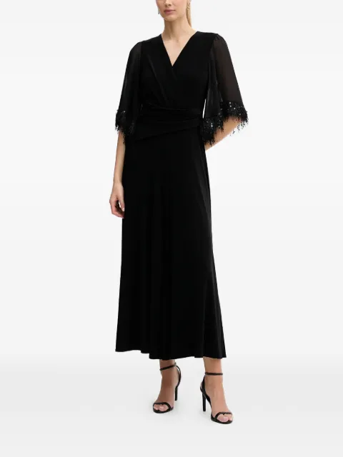 Joseph Ribkoff fringed V-neck jumpsuit Black 261761