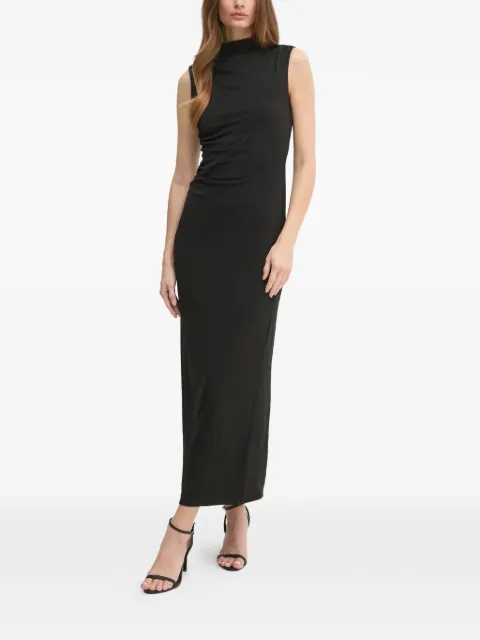 OUI mock-neck ruched maxi dress Black 89815