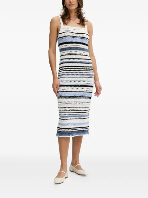 OUI striped crochet midi dress White 93053