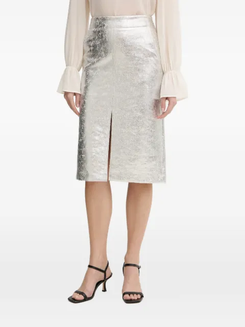 OUI front-slit midi skirt Silver 96027