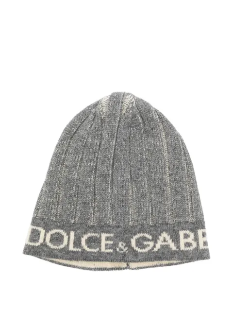 Dolce & Gabbana Pre-Owned 2000s logo-lettering wool beanie hat Grey DG120AKO