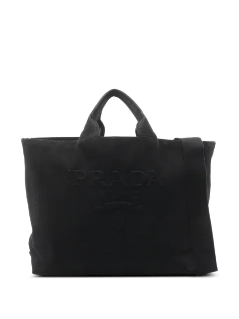 Prada Pre-Owned 2010s large canvas tote bag Black 1040168