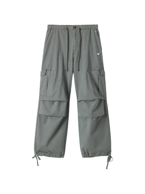 Mini Cream drawstring-waist cargo trousers Green 6SM103A