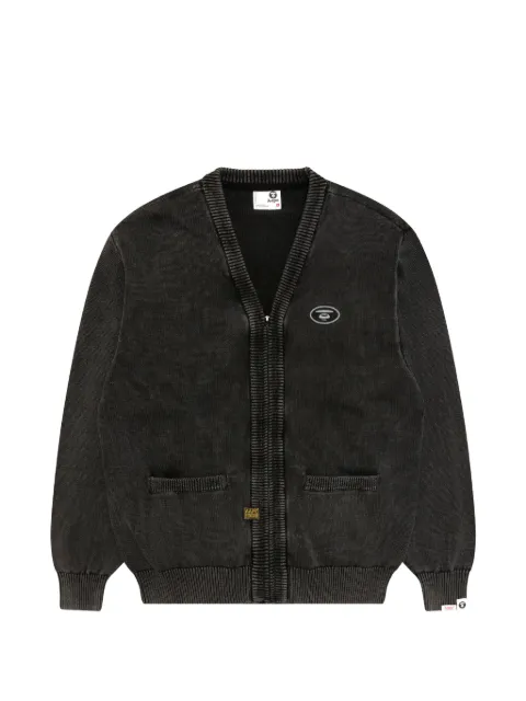 AAPE BY *A BATHING APE® V-neck patch-detail cardigan Grey AKND354XXQ