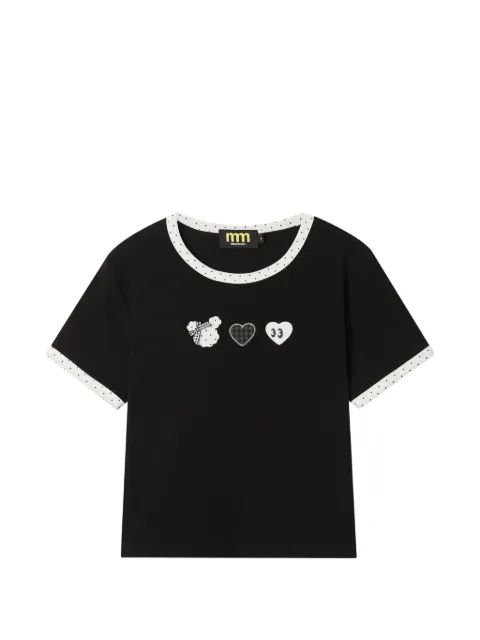 Mini Cream contrasting-trim T-shirt Black 6SM605A