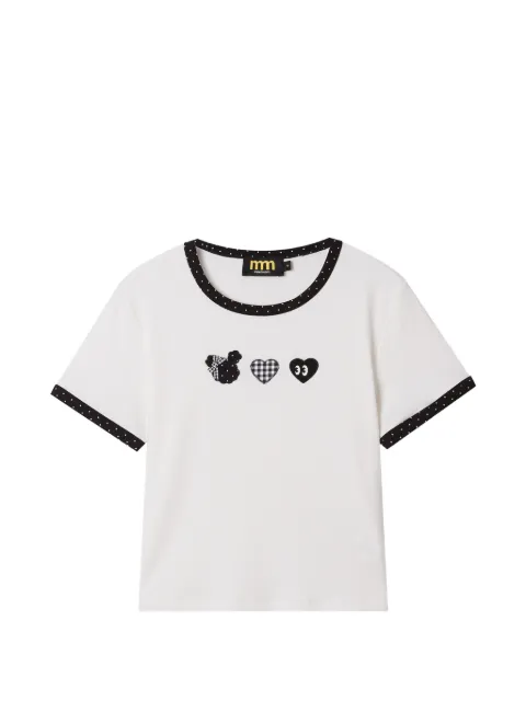 Mini Cream contrasting-trim T-shirt White 6SM605A