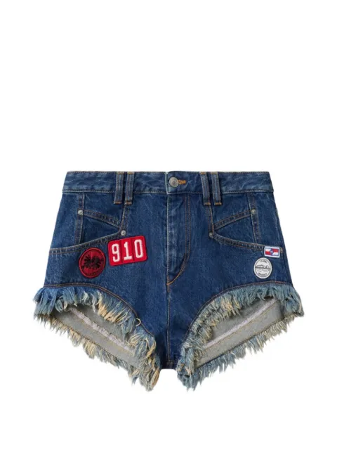ISABEL MARANT Eneidala denim shorts with patches and frayed edges Blue SH0283FBD2H06I