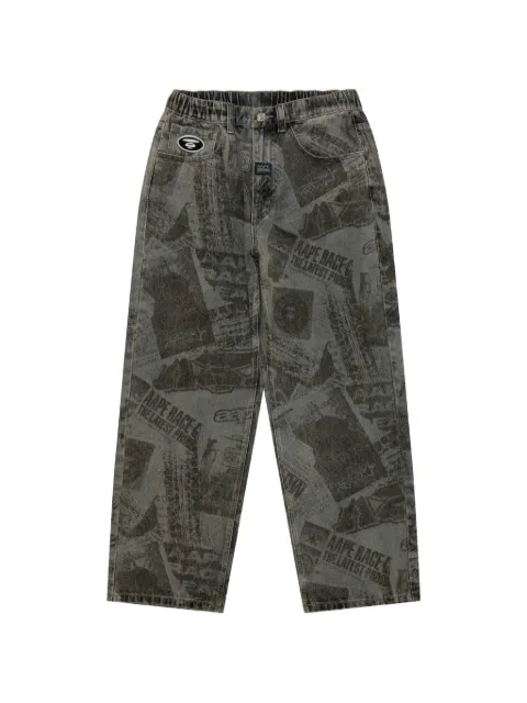 AAPE BY *A BATHING APE® logo-patch printed trousers Grey APTC699XXQ