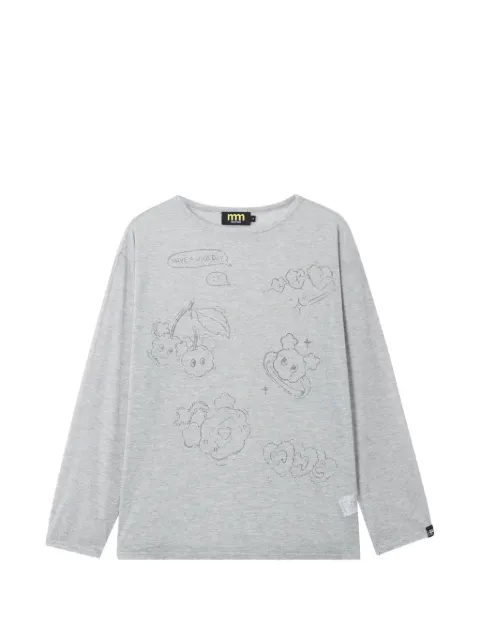 Mini Cream graphic-print long-sleeved T-shirt Grey 6SM615A